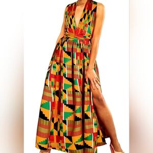 Vibrant Multicolor Geometric Maxi Dress